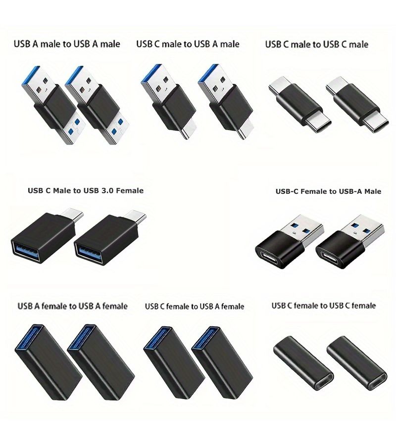 موصل من نوع أنثى C إلى ذكر USB (أنثى-أنثى-أنثى-ذكر-ذكر) زوج من المحولات. - Image 1