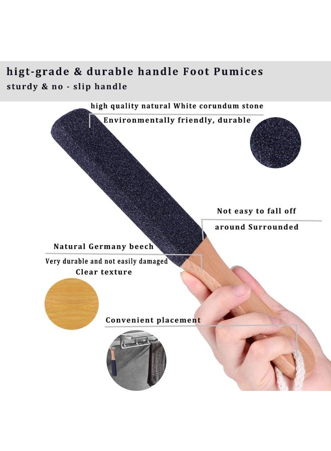 Professional Foot File & Callus Remover - Hard Skin Scrubber for Cracked Heels, Dead Skin & Corn - Dual-Sided Pumice Stone for Feet - Pedicure Tool with Non-Slip Wooden Handle - Image 4