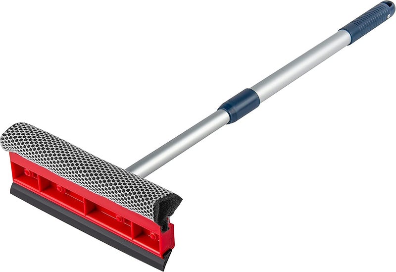 TRADY Window Glass Squeegee Wiper Scrubber Dual Side Blade Rubber Soft Sponge Telescopic Pole Home Car Office Cleaning Brush StreakFree Results