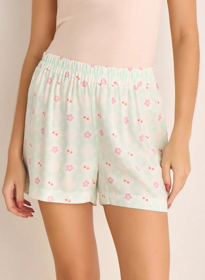 سبلاش فيڤ Floral Print Rayon Bottoms with Elasticated Waistband