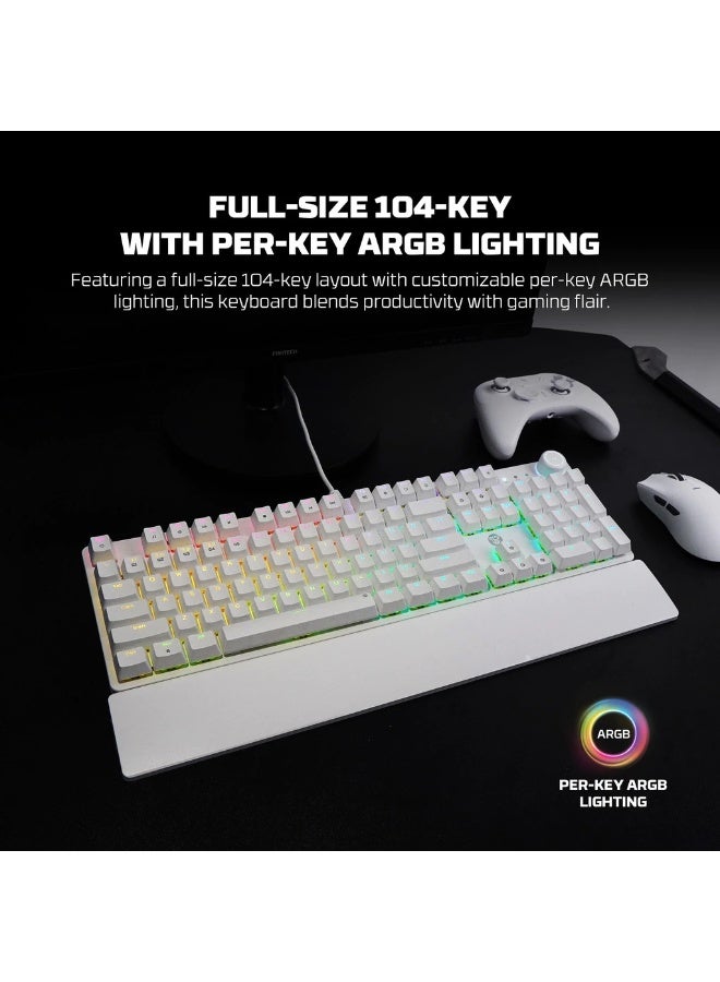 Fantech MK853 MaxPower RGB Mechanical Gaming Keyboard Red Switch Full Size 104 Keys with Volume Knob Dual Shot Keycaps Wrist Rest White - Image 3