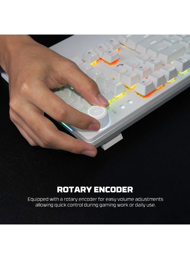 Fantech MK853 MaxPower RGB Mechanical Gaming Keyboard Red Switch Full Size 104 Keys with Volume Knob Dual Shot Keycaps Wrist Rest White - Image 4