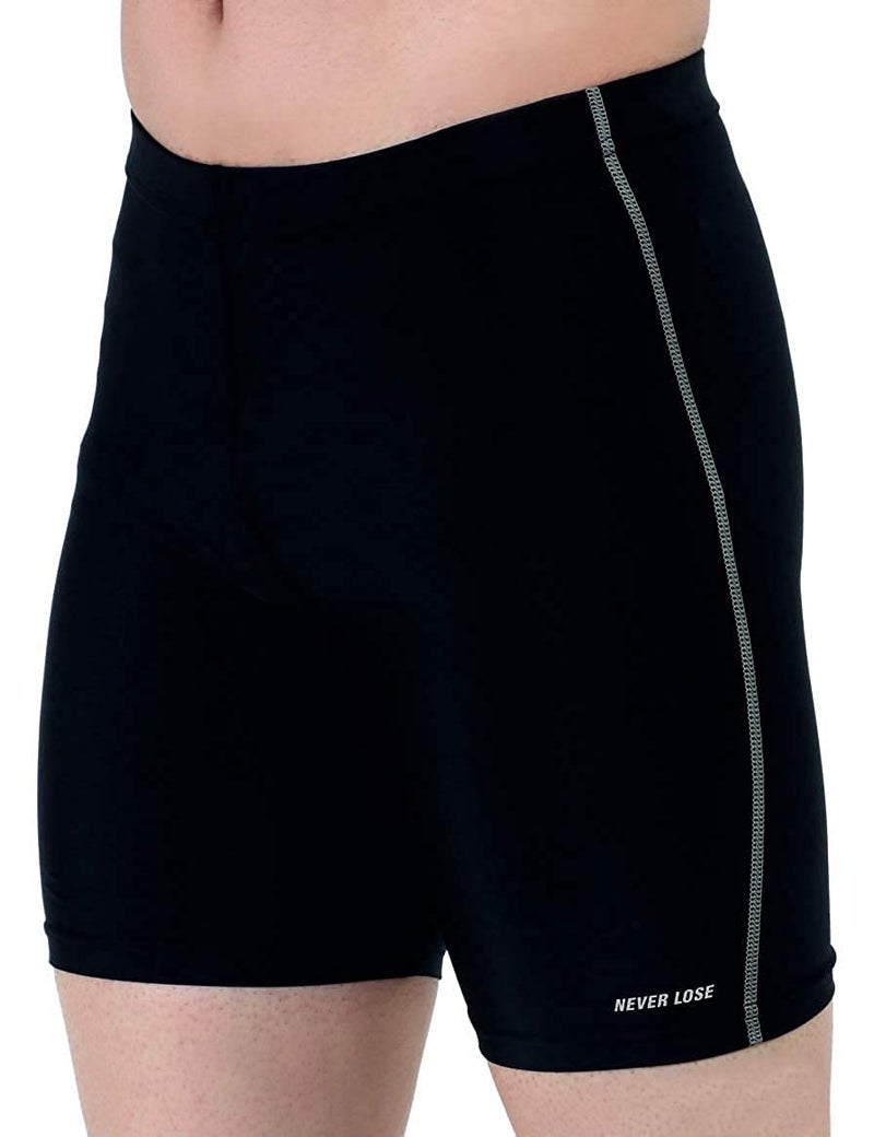 NEVER LOSE Mens Compression Swimming Shorts Swim Tights for Pool Training, Surfing & Water Sports Gym, Running, Workout & Fitness (X-Large, Black) - Image 1