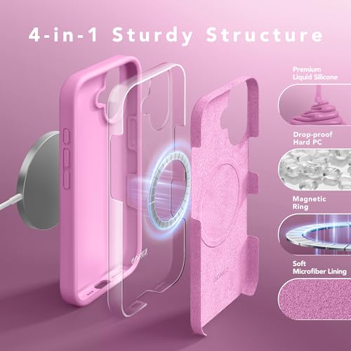 GONEZ Magnetic for iPhone 16 Case, [Compatible with MagSafe] Anti-Scratch Microfiber Lining & Screen Protector, Silicone Camera Control, Shockproof Slim Phone Cover 6.1 inch, Cherry Blossom - Image 5