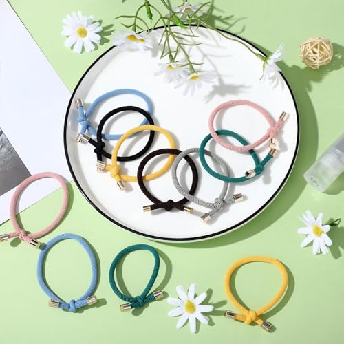 Canlierr 48 Pcs Colorful Knotted Hair Ties Adjustable Hair Ties Bow Elastic Without Damage Ponytail Holders for Women Girls - Image 3