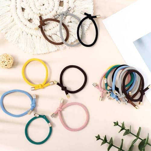 Canlierr 48 Pcs Colorful Knotted Hair Ties Adjustable Hair Ties Bow Elastic Without Damage Ponytail Holders for Women Girls - Image 4