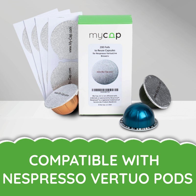 My-Cap 200 Foil Seals for Nespresso Vertuo Pods - Foil Lids to Reuse Nespresso VertuoLine Capsules - Aluminum Lids Seals Foil - Reuse your Nespresso Coffee Capsules (Pack of 200) - Image 5