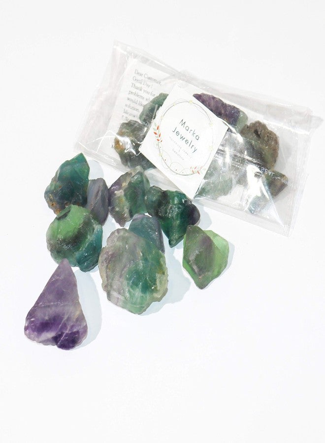 MARKA Natural Citrine Carnelian Green Aventurine Rose Quartz Fluorite Tiger Eye Lapis Amethyst Black Tourmaline Negativity Rough Healing Crystal Gemstones (Multi Fluorite) - Image 4