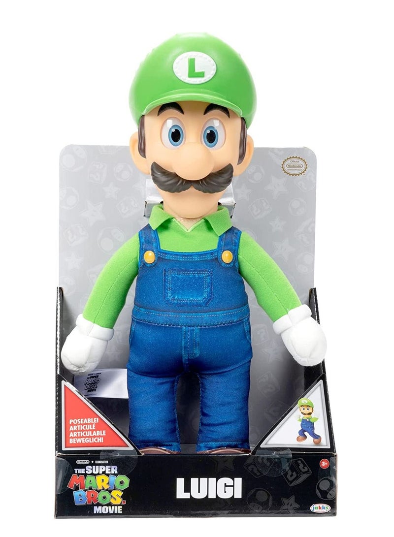 Jakks The Super Mario Bros. Movie Pose-able Luigi Plush 35cm - Image 1