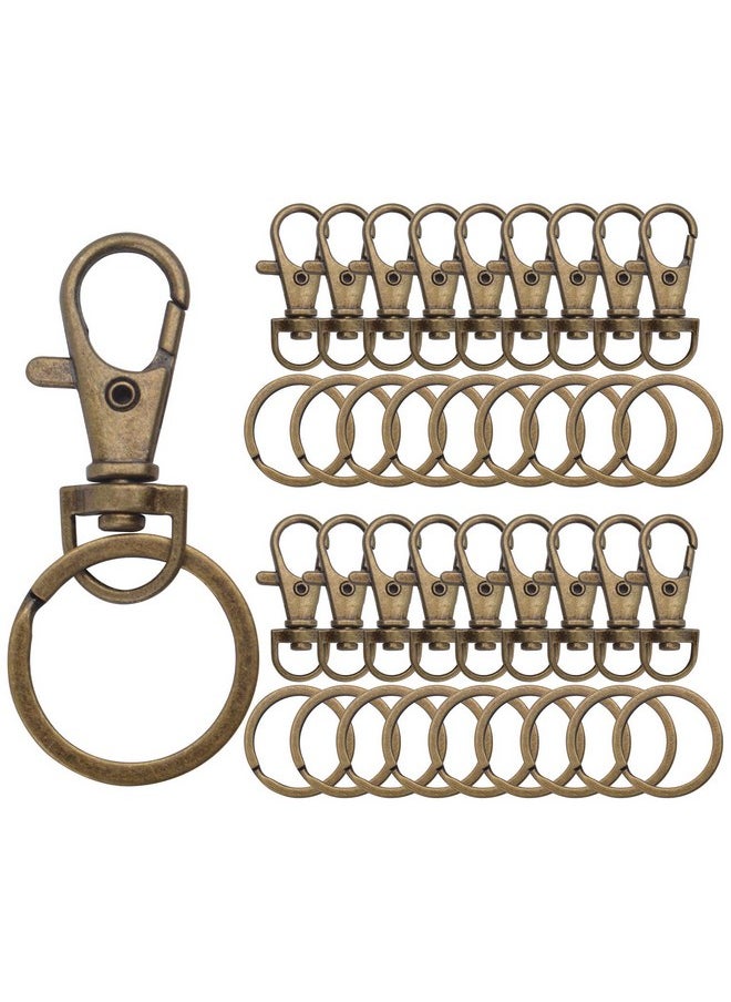 BronaGrand Bronze Lobster Claw Clasp Keychain,30 Pieces Swivel Clasps And 30 Pieces Keychain Rings For Craft Project Making  - Image 1