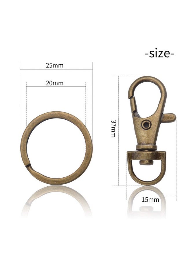 BronaGrand Bronze Lobster Claw Clasp Keychain,30 Pieces Swivel Clasps And 30 Pieces Keychain Rings For Craft Project Making  - Image 2
