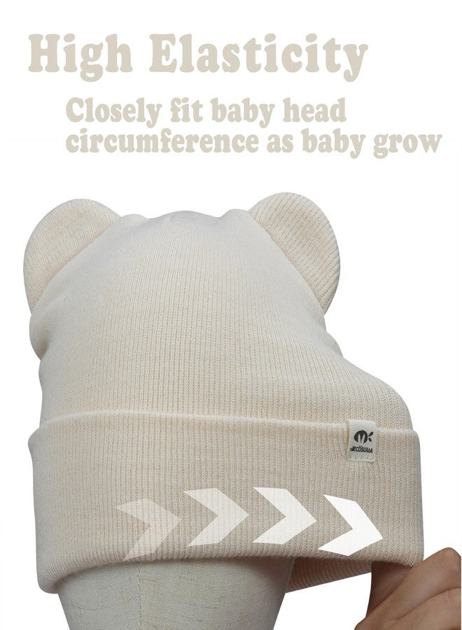 ECOSUMA 3 Pack Newborn Hat 0-6 Months Black/Beige/Caramel - Image 3