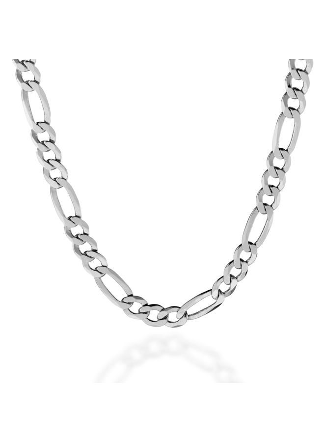 Quadri - Elegant necklace (Figaro) for men and women made of 925 real silver - width 7 mm - length 46 | 52 | 56 | 61 | 66 cm - chain tarnish-proof - certificate made in Italy, 7 mm, Silver, No - Image 1