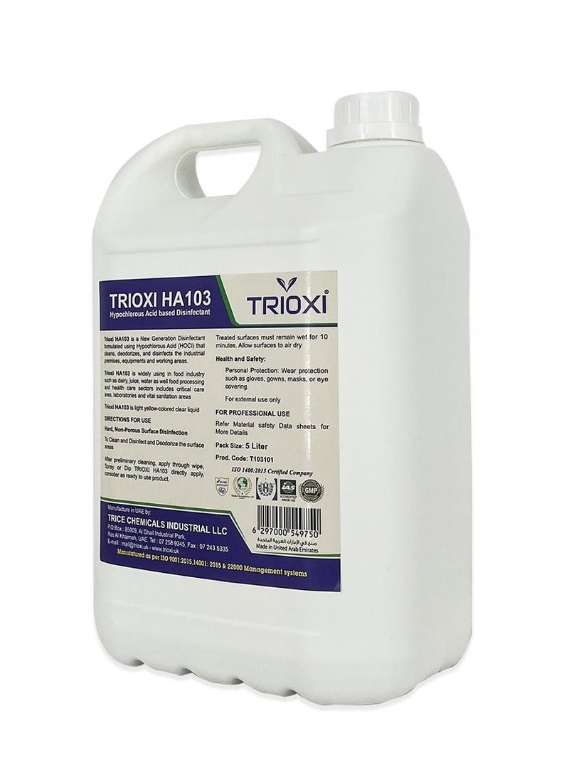 TRIOXI - HA103 Hypochlorous Acid Based Non Alcoholic Disinfectant 5L - Image 1