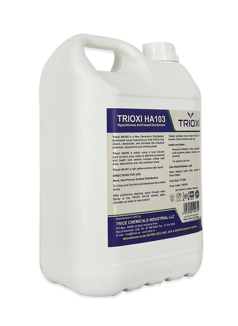 TRIOXI - HA103 Hypochlorous Acid Based Non Alcoholic Disinfectant 5L - Image 1