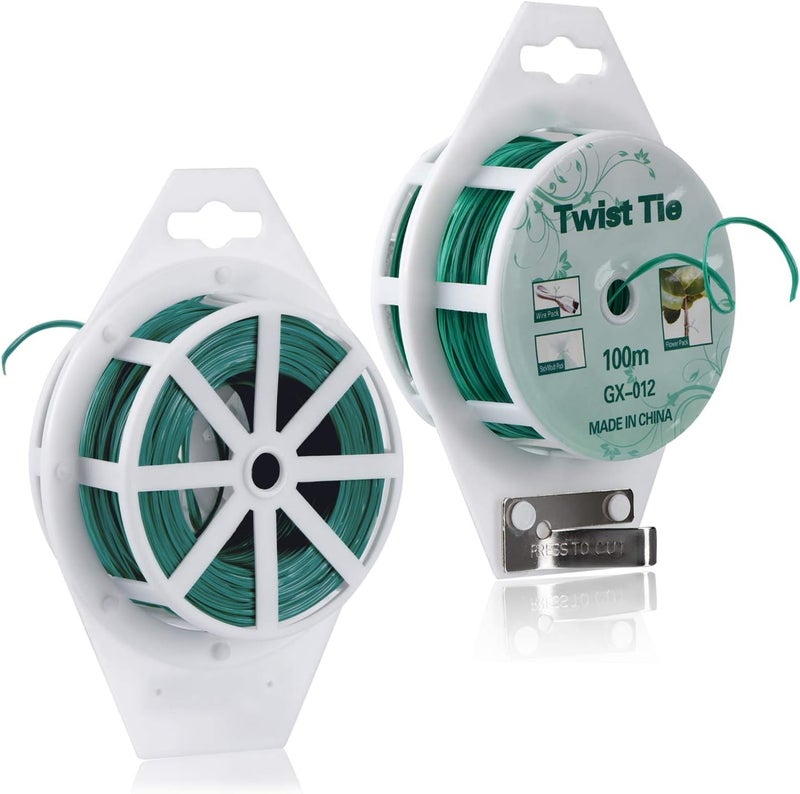 YDSL 328ft (100m) Twist Ties, Green Garden Plant Ties with Cutter for Gardening and Office Organization, Home - Image 2