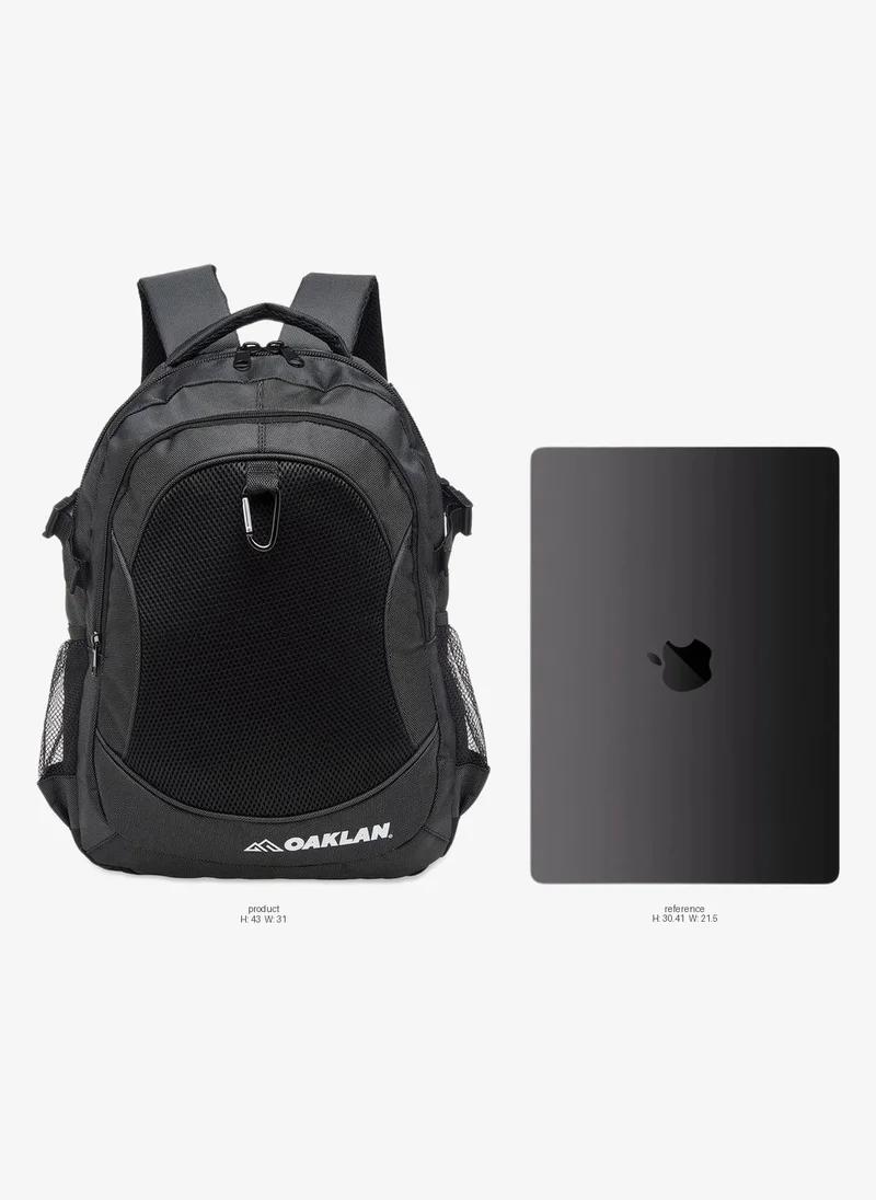 Oaklan By Shoexpress Logo Print School Backpack With Adjustable Straps And Zip Closure - 12X31X43 Cm