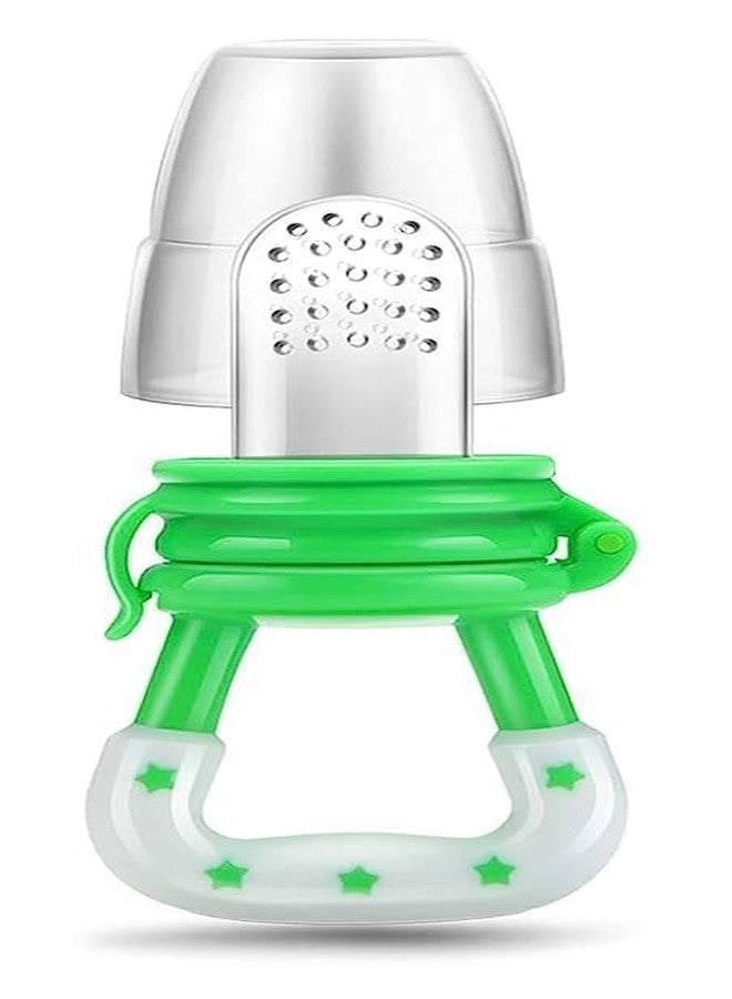 Chopchi Fruit Feeder,Teether & Feeding Spoon Bottle with Squeezy Food for 6 Month Above Baby (Pack of-3, Green Set) - Image 2