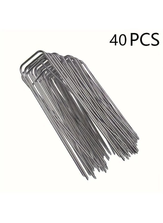 U Shaped Ground Nails 10 Pieces Set Corrosion Resistant for Camping Tent Garden - Image 4