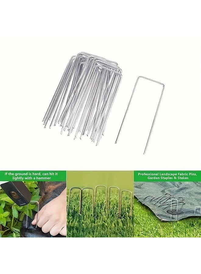 U Shaped Ground Nails 10 Pieces Set Corrosion Resistant for Camping Tent Garden - Image 2