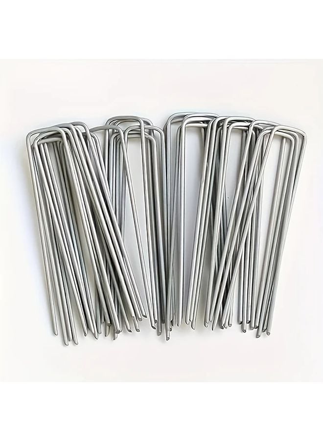 U Shaped Ground Nails 10 Pieces Set Corrosion Resistant for Camping Tent Garden - Image 1