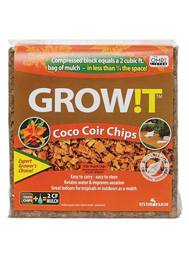 GROW!T JSCC2 - Organic Coco Coir Planting Chips (9 LBs), Block - Promotes Growth tropical flowers and plants, Perfect for indoor or outdoor usage