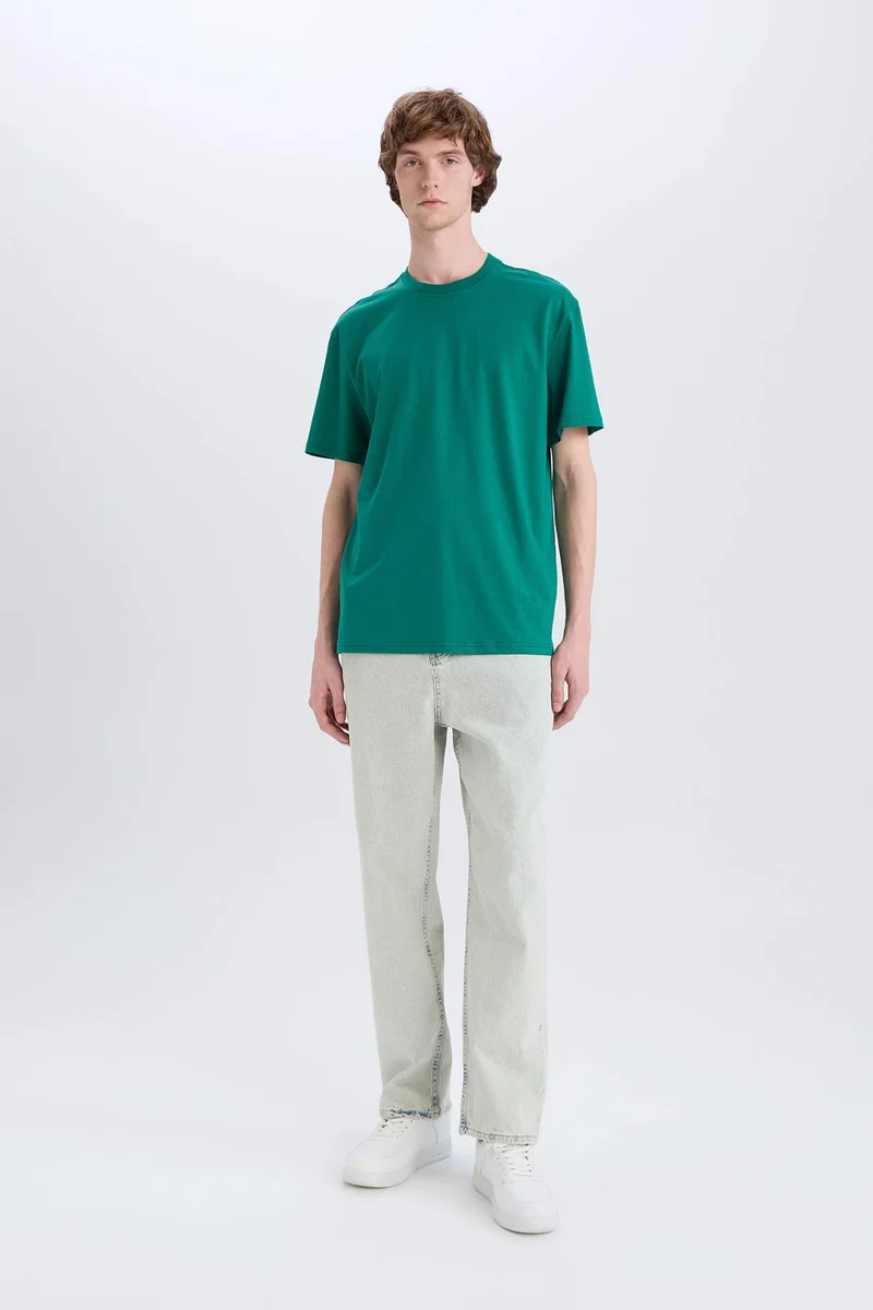 ديفاكتو New Regular Fit Crew Neck Basic T-Shirt
