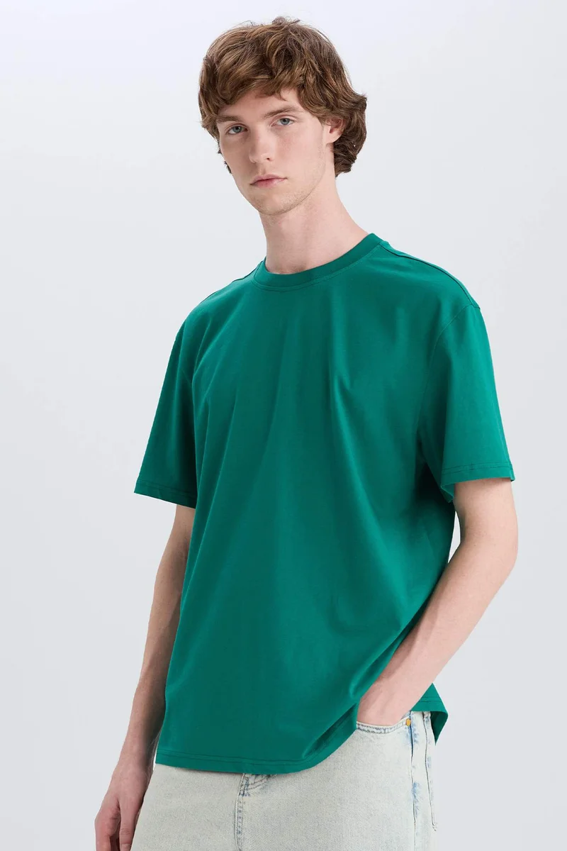 ديفاكتو New Regular Fit Crew Neck Basic T-Shirt