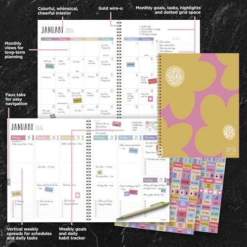TF Publishing July 2025 - June 2026 Biggest Blooms Large Weekly Monthly Planner - 12 Month Academic Planner 2025-2026 with Durable Cover, Thick Uncoated Paper, and Planning Stickers - 9in x 11in - Image 2