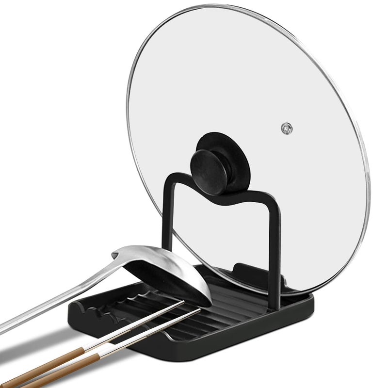 Ysks'hf spoon holder and pot lid holderï¼Œstainless steelï¼ŒKitchen Utensil Rest, scraper holder & pot holderï¼ŒSpoon Holder for Stove Top - Kitchen Utensil Holder for Ladles & Tongsï¼ˆBlack) - Image 1