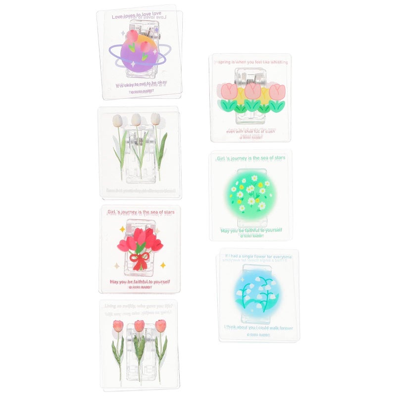 Acrylic Flower Pattern Clips 7pcs Multi Function Sealing File Clamps for Office Home Organization - Image 2