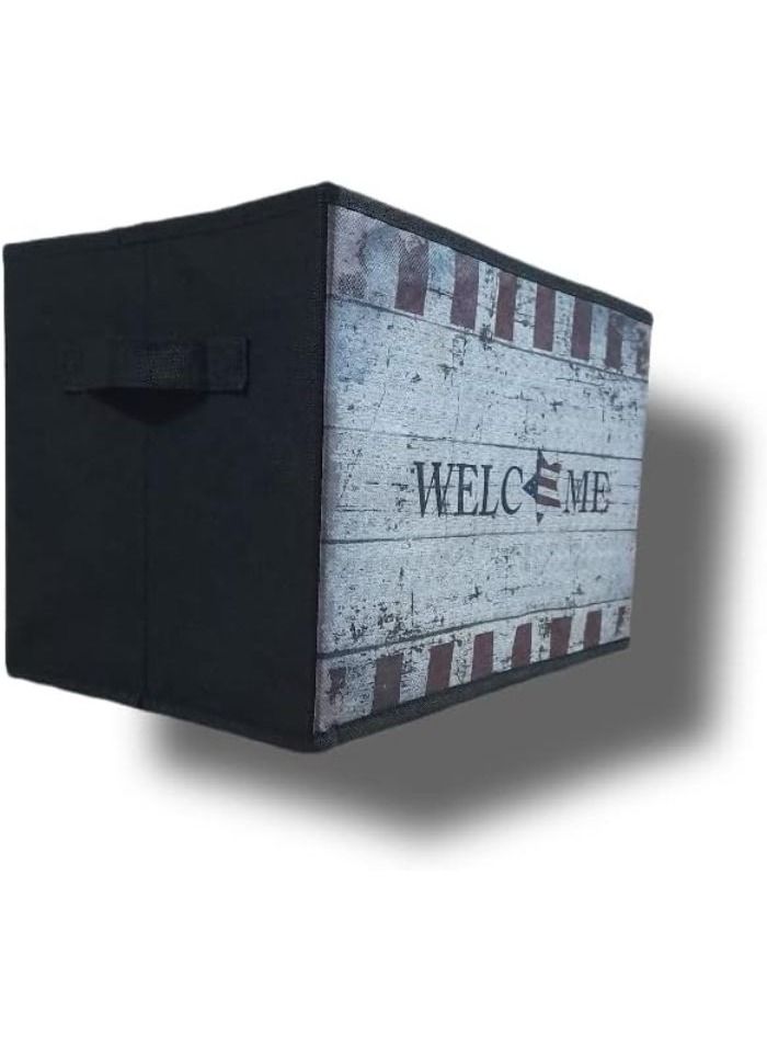 صندوق تخزين مع غطاء، مقابض للحمل، صندوق طباعة من القماش ، رائعة للألعاب والذكريات وخزانة للمكتب وغرفة النوم - Image 3