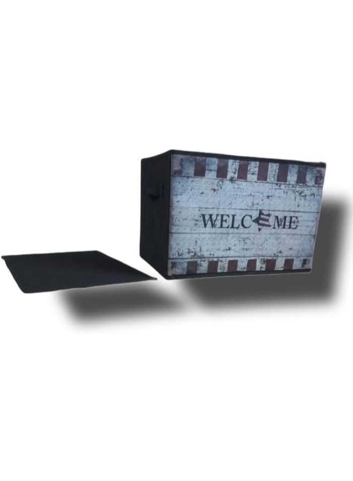 صندوق تخزين مع غطاء، مقابض للحمل، صندوق طباعة من القماش ، رائعة للألعاب والذكريات وخزانة للمكتب وغرفة النوم - Image 1