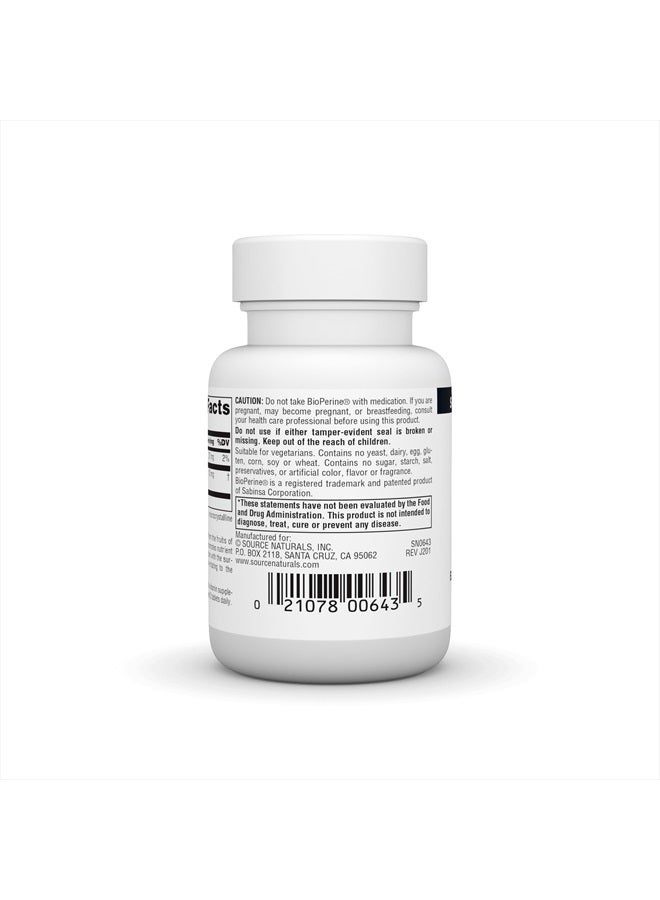 Source Naturals بيو بيرين، مستخلص فاكهة الفلفل الأسود - يعزز امتصاص المغذيات* - 60 قرص - Image 3