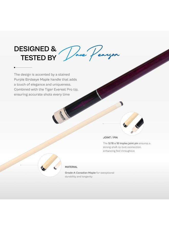 Pearson Cues Players Series Billiards Pool Cue Stick w/Irish Linen Wrap 2-Piece 58” (20 oz, PP-2 (Black)) - Image 2