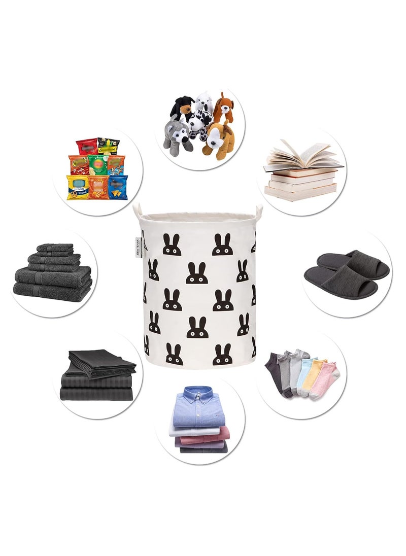 Gonice - Canvas Storage Basket with Handle Large Organizer Bins for Dirty Laundry Hamper Baby Toys Nursery Kids Clothes Gift Basket - Image 1