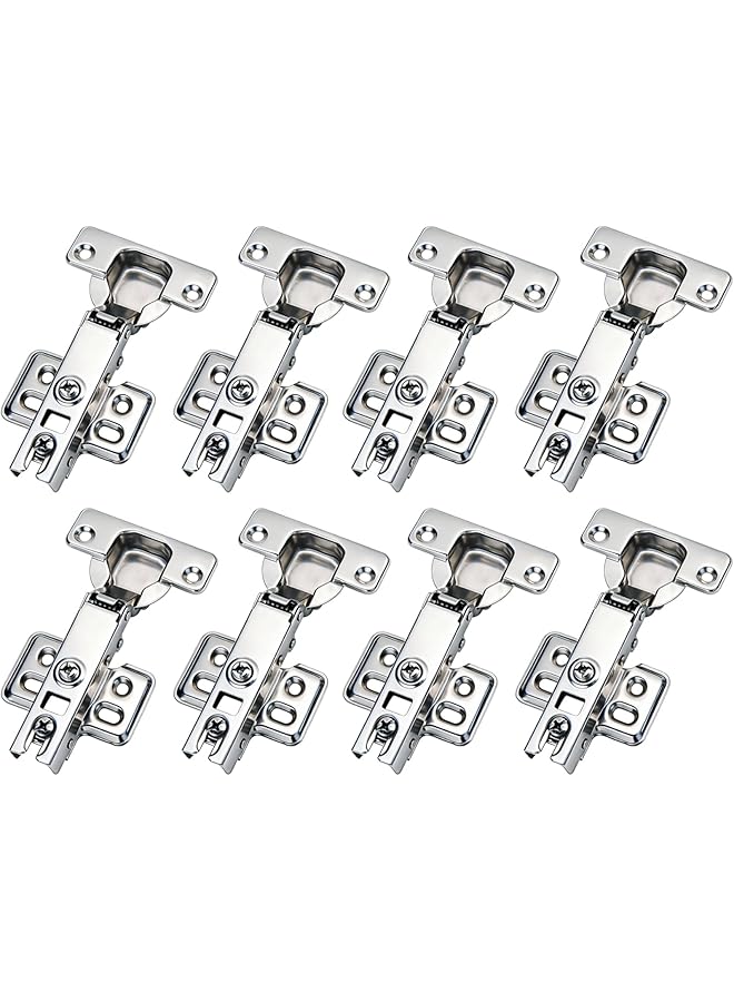 S-TOP 8 PCS Door Hinges for Cabinet, Kitchen, Bathroom, Hydraulic Full Overlay Cabinet Hinges, Soft Close, Removable and Adjustable with Screws, 304 Stainless Steel - Image 1