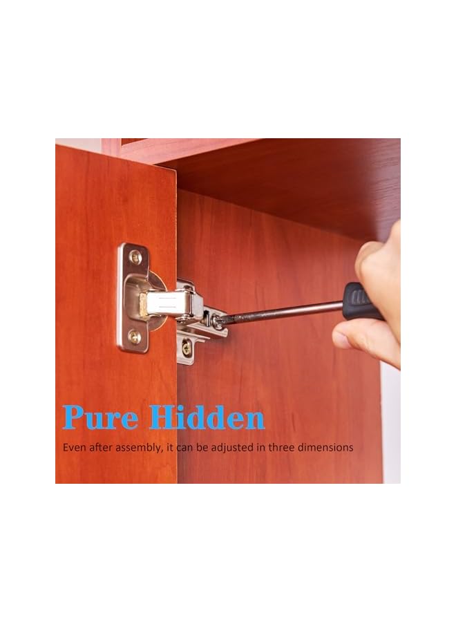S-TOP 8 PCS Door Hinges for Cabinet, Kitchen, Bathroom, Hydraulic Full Overlay Cabinet Hinges, Soft Close, Removable and Adjustable with Screws, 304 Stainless Steel - Image 3