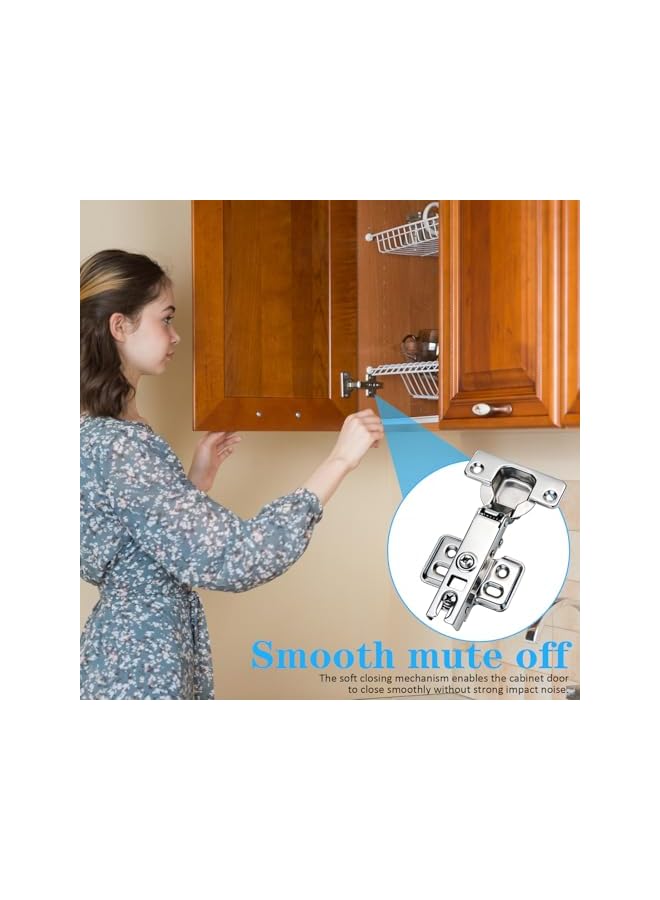 S-TOP 8 PCS Door Hinges for Cabinet, Kitchen, Bathroom, Hydraulic Full Overlay Cabinet Hinges, Soft Close, Removable and Adjustable with Screws, 304 Stainless Steel - Image 4