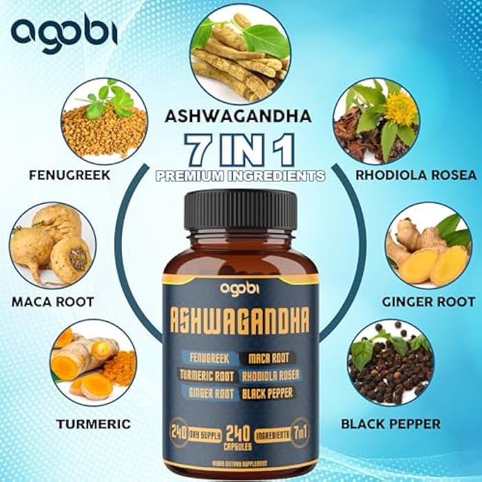 agobi 240 Capsules - 8 Month Supply - 7in1 with Fenugreek, Maca, Turmeric, Rhodiola, Ginger, and Black Pepper - Mood, Strength, Spirit and Energy Support Supplement - Image 3