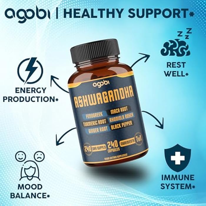 agobi 240 Capsules - 8 Month Supply - 7in1 with Fenugreek, Maca, Turmeric, Rhodiola, Ginger, and Black Pepper - Mood, Strength, Spirit and Energy Support Supplement - Image 5