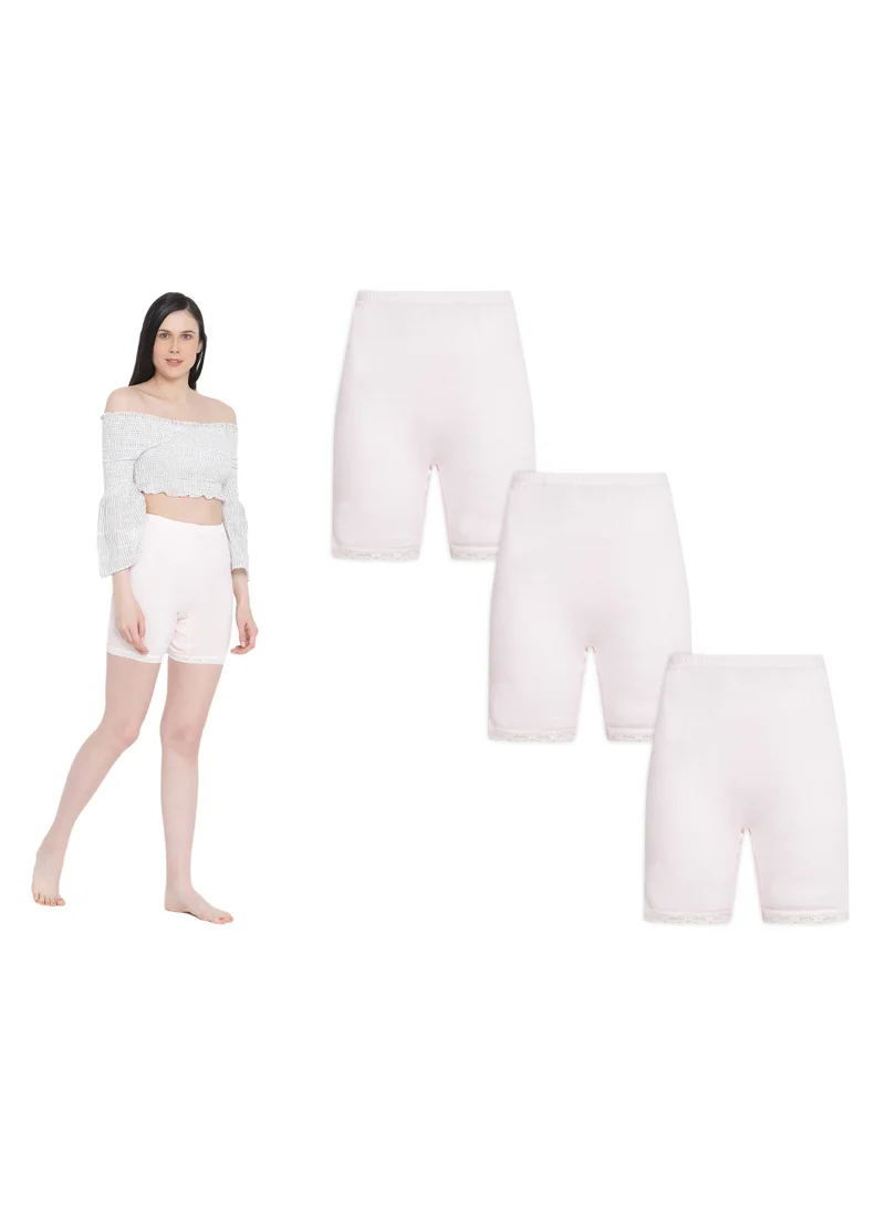 BYC WOMEN'S COTTON BOXER BRIEF SHORTS (PACK OF 3) - LIGHT PINK