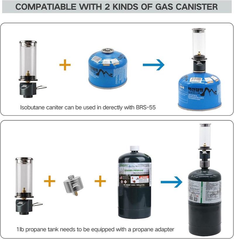 BRS Camping Outdoor Portable Wickless Gas Windproof Lighting Lantern Dreamlike Candle Lamp （2 Pcs） - Image 5