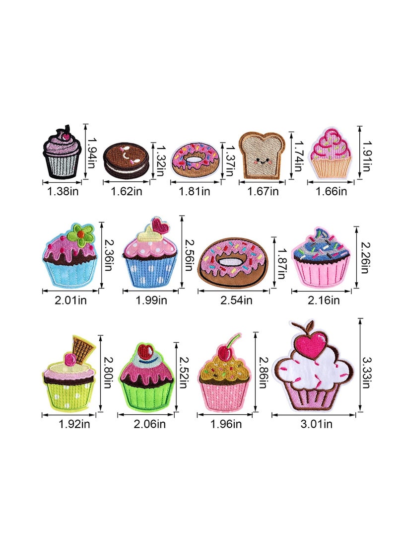 Colorful Cupcake Shape Embroidered Patches, 13 Pcs Iron-On Patches for Clothing, Jackets, Bags, DIY Craft Decoration for Hats, Backpacks, and Jeans - Image 3