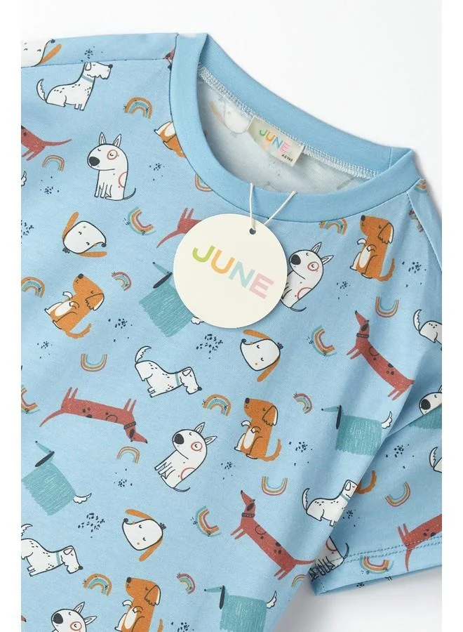 جون June Girl Printed Short-Tshirt Set Blue