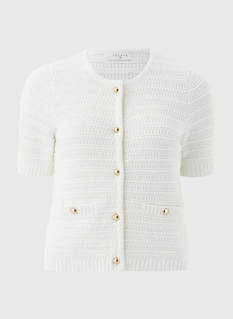 Matalan Ivory Stitch Short Sleeve Cardigan