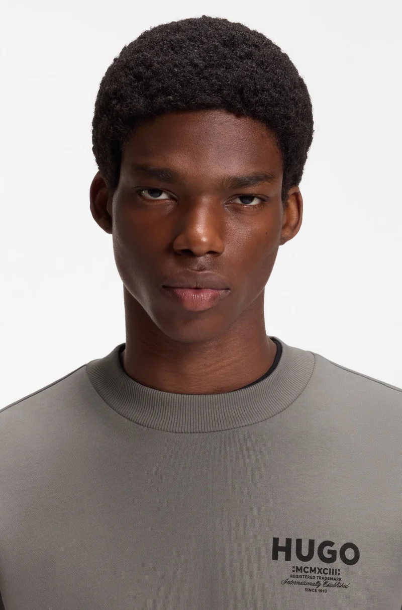 HUGO French terry cotton sweatshirt with bold logo print