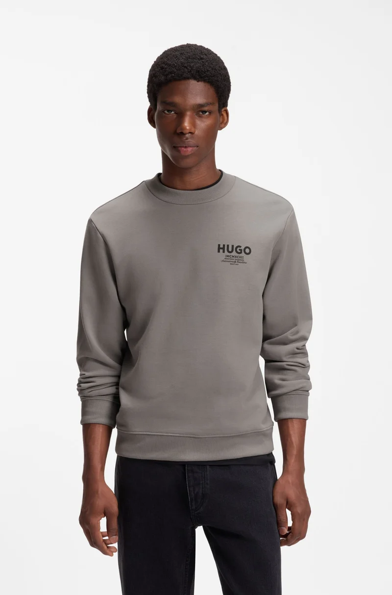 HUGO French terry cotton sweatshirt with bold logo print