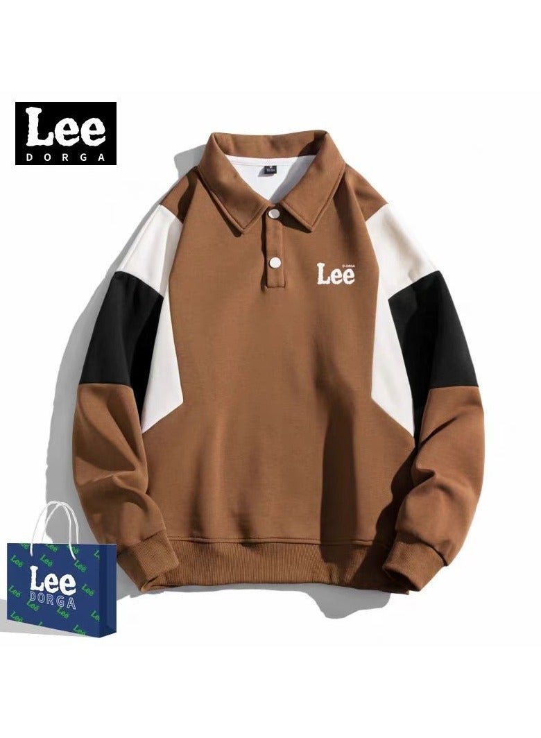 LEE New Loose Casual Long Sleeved Polo Shirt With Contrasting Colors  - Image 1