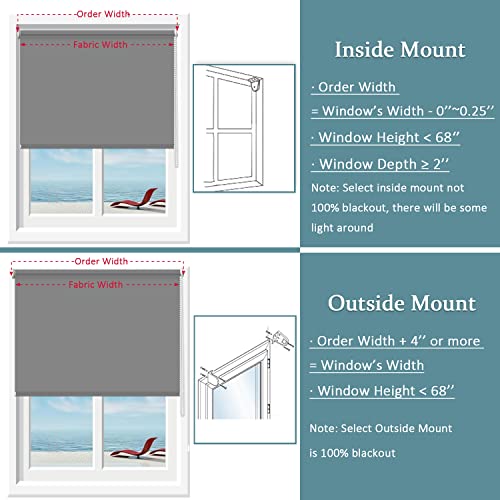NUTRO CHILL Window Roller Shades Blinds, 100% Blackout Gray Roller Blinds Quick Installation Roller Shades Blackout for Bedroom - Image 4